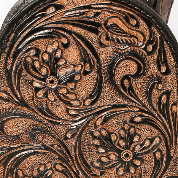 ADBG1542 American Darling Western Leather Sling Bag with Hand-Tooled Floral Design Genuine Vegetable-Tanned Leather