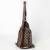 ADBG1542 American Darling Western Leather Sling Bag with Hand-Tooled Floral Design Genuine Vegetable-Tanned Leather