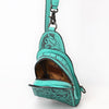 ADBG1542 American Darling Western Leather Sling Bag with Hand-Tooled Floral Design Genuine Vegetable-Tanned Leather