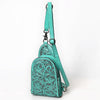 ADBG1542 American Darling Western Leather Sling Bag with Hand-Tooled Floral Design Genuine Vegetable-Tanned Leather