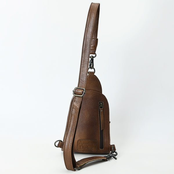ADBG1543 American Darling Handcrafted Western Leather Sling Bag with Hair-On Cowhide & Hand-Tooled Details