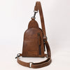 ADBG1544 American Darling Western Leather Sling Bag Hair-On Cowhide Crocodile Embossed Detailing