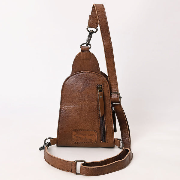 ADBG1544 American Darling Western Leather Sling Bag Hair-On Cowhide Crocodile Embossed Detailing