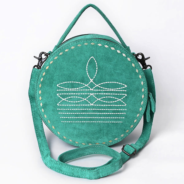 ADBG1549 American Darling Western Genuine Suede Leather Canteen Bag with Stitch Detailing | Handcrafted Round Purse