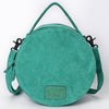 ADBG1549 American Darling Western Genuine Suede Leather Canteen Bag with Stitch Detailing Handcrafted Round Purse