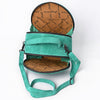 ADBG1549 American Darling Western Genuine Suede Leather Canteen Bag with Stitch Detailing Handcrafted Round Purse
