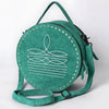 ADBG1549 American Darling Western Genuine Suede Leather Canteen Bag with Stitch Detailing | Handcrafted Round Purse