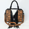 ADBG1551 American Darling Western Leather Tote Bag with Hair-On Cowhide & Hand-Tooled Floral Panels