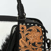 ADBG1551 American Darling Western Leather Tote Bag with Hair-On Cowhide & Hand-Tooled Floral Panels