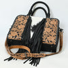 ADBG1551 American Darling Western Leather Tote Bag with Hair-On Cowhide & Hand-Tooled Floral Panels