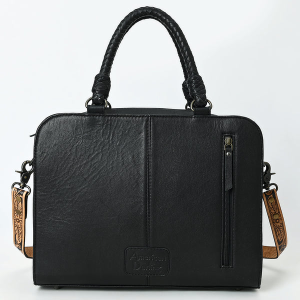 ADBG1551 American Darling Western Leather Tote Bag with Hair-On Cowhide & Hand-Tooled Floral Panels