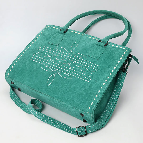 ADBG1553 American Darling Western Genuine Suede Leather Tote Bag with Buck Stitching | Handcrafted Everyday Tote