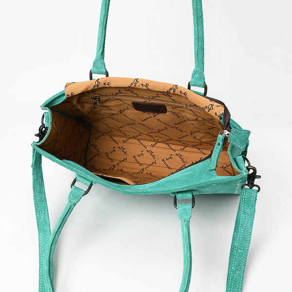 ADBG1553 American Darling Western Genuine Suede Leather Tote Bag with Buck Stitching | Handcrafted Everyday Tote
