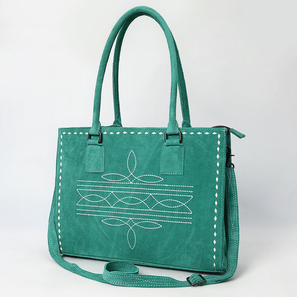 ADBG1553 American Darling Western Genuine Suede Leather Tote Bag with Buck Stitching | Handcrafted Everyday Tote