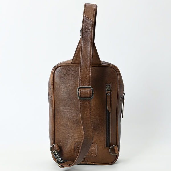 ADBG1555 American Darling Western Leather Sling Bag with Hair-On Cowhide & Hand-Tooled Floral Accents