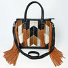 ADBG1556 American Darling Western Leather Tote Bag with Hair-On Cowhide & Fringe | Handmade American Darling