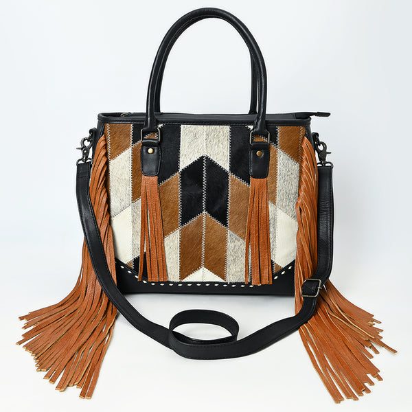 ADBG1556 American Darling Western Leather Tote Bag with Hair-On Cowhide & Fringe | Handmade American Darling