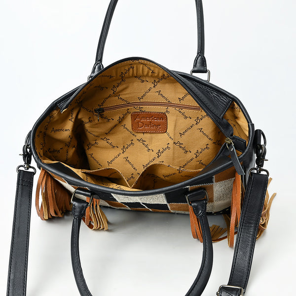 ADBG1556 American Darling Western Leather Tote Bag with Hair-On Cowhide & Fringe | Handmade American Darling