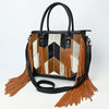 ADBG1556 American Darling Western Leather Tote Bag with Hair-On Cowhide & Fringe | Handmade American Darling