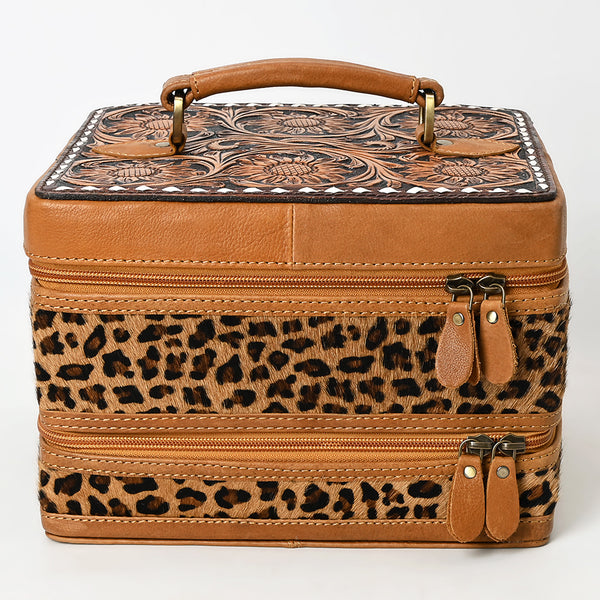 ADBGA454 American Darling Hair-On Cowhide Floral Carved Leather Jewelry Case
