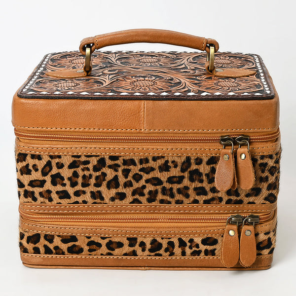 ADBGA454 American Darling Hair-On Cowhide Floral Carved Leather Jewelry Case