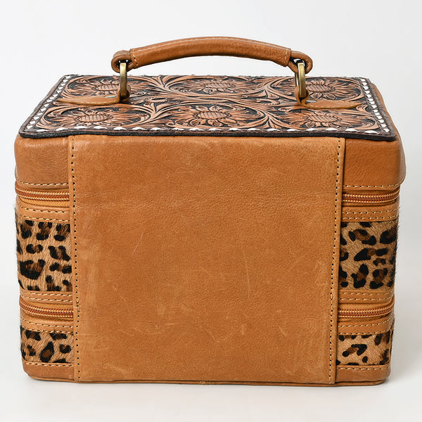 ADBGA454 American Darling Hair-On Cowhide Floral Carved Leather Jewelry Case