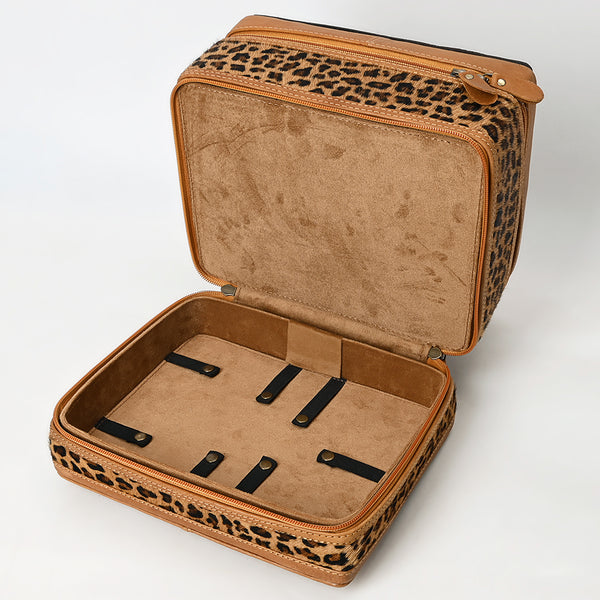 ADBGA454 American Darling Hair-On Cowhide Floral Carved Leather Jewelry Case
