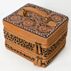 ADBGA454 American Darling Hair-On Cowhide Floral Carved Leather Jewelry Case