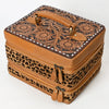 ADBGA454 American Darling Hair-On Cowhide Floral Carved Leather Jewelry Case