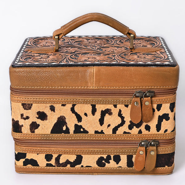 ADBGA454 American Darling Hair-On Cowhide Floral Carved Leather Jewelry Case