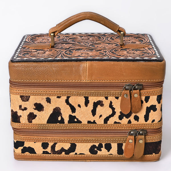 ADBGA454 American Darling Hair-On Cowhide Floral Carved Leather Jewelry Case