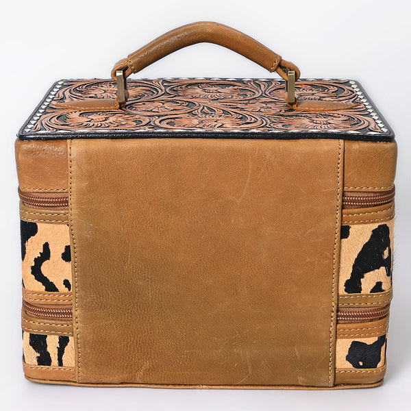 ADBGA454 American Darling Hair-On Cowhide Floral Carved Leather Jewelry Case