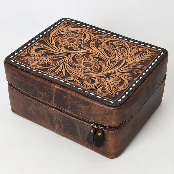 ADBGA573 American Darling Tooled Leather Jewelry Case Genuine Western Cowgirl Organizer