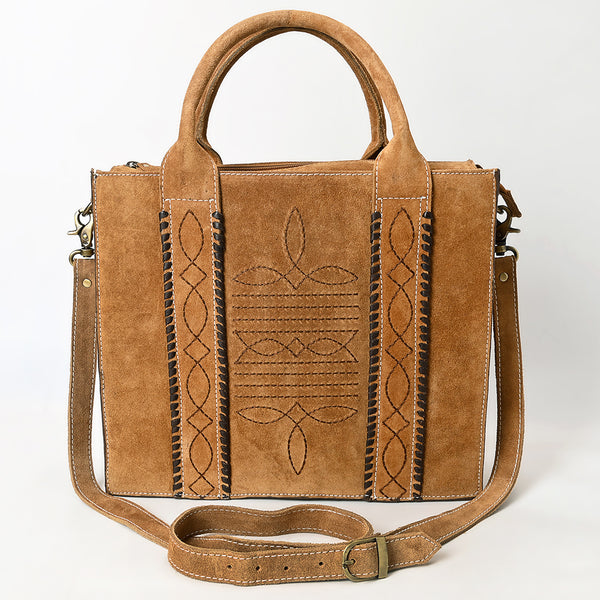 ADBGA607 American Darling Boot Stitched Braided Genuine Suede Leather Tote Bag