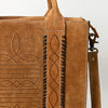 ADBGA607 American Darling Boot Stitched Braided Genuine Suede Leather Tote Bag