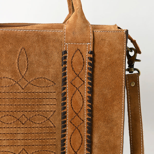 ADBGA607 American Darling Boot Stitched Braided Genuine Suede Leather Tote Bag
