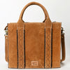 ADBGA607 American Darling Boot Stitched Braided Genuine Suede Leather Tote Bag