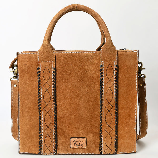 ADBGA607 American Darling Boot Stitched Braided Genuine Suede Leather Tote Bag