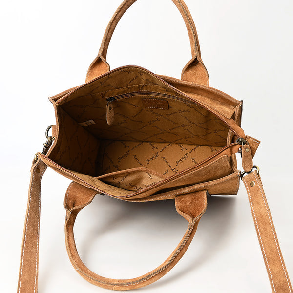 ADBGA607 American Darling Boot Stitched Braided Genuine Suede Leather Tote Bag