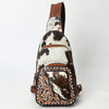 ADBGA609 American Darling Buck Stitched Floral Carved Hair-On Leather Sling Bag