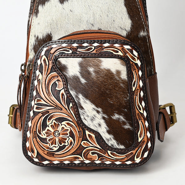 ADBGA609 American Darling Buck Stitched Floral Carved Hair-On Leather Sling Bag