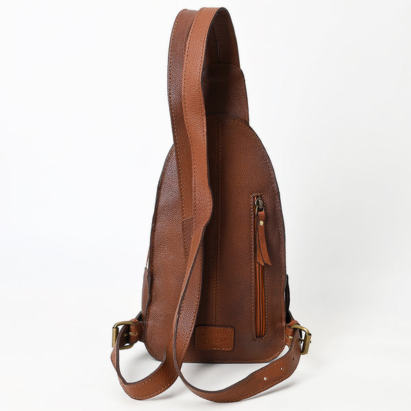 ADBGA609 American Darling Buck Stitched Floral Carved Hair-On Leather Sling Bag