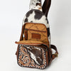 ADBGA609 American Darling Buck Stitched Floral Carved Hair-On Leather Sling Bag