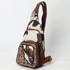 ADBGA609 American Darling Buck Stitched Floral Carved Hair-On Leather Sling Bag