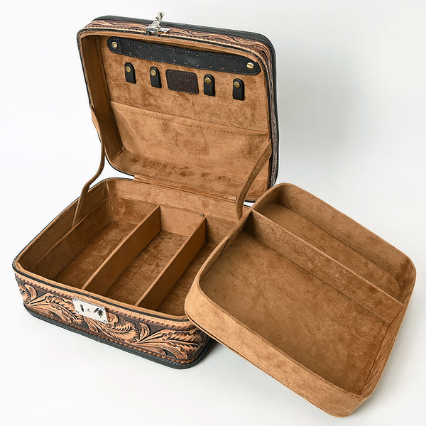 ADBGA611 American Darling Genuine Hand Tooled Leather Jewelry Lock Box