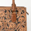 ADBGM463 Hand-Tooled Leather Tote Bag - Western Floral Engraved Structured Satchel