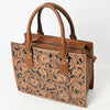 ADBGM463 Hand-Tooled Leather Tote Bag - Western Floral Engraved Structured Satchel