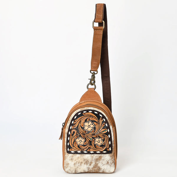 ADBGA612 American Darling Tooled Cowhide Leather Sling Bag-Western Floral Crossbody