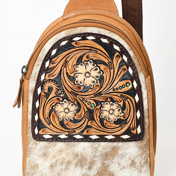 ADBGA612 American Darling Tooled Cowhide Leather Sling Bag-Western Floral Crossbody