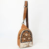 ADBGA612 American Darling Tooled Cowhide Leather Sling Bag-Western Floral Crossbody